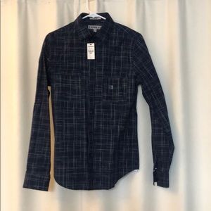 Express patterned long sleeve button up